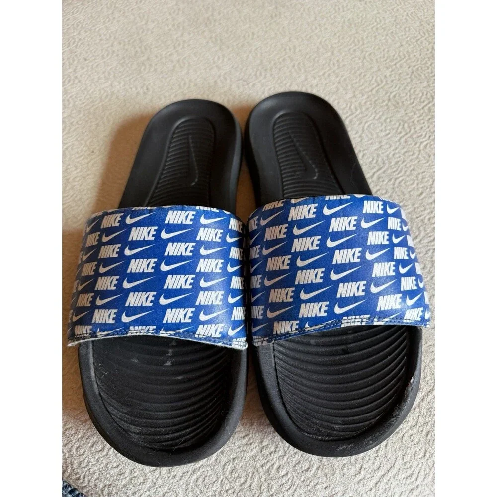 Nike Slippers Mens Size 12 Blue Victori One Slide Print Sandals
